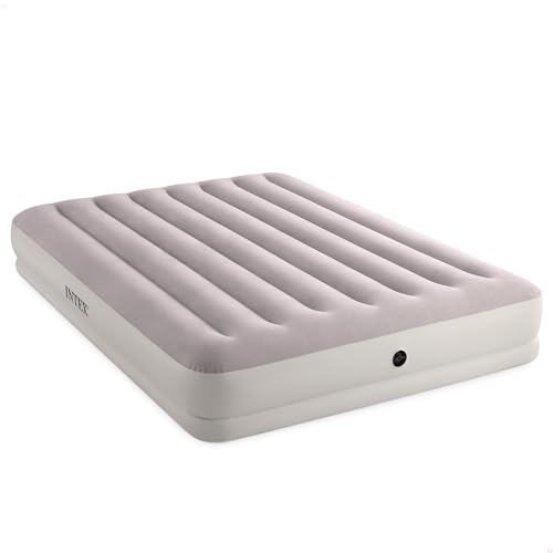 Intex, Colchón Hinchable Doble, Prestige Mid-Rise, 152x203 cm, Fiber-Tech, Cómodo y Estable, Superficie Suave y flocada, Hinchador eléctrico Incluido, Cama Inflable, Colchones inflables (64179)