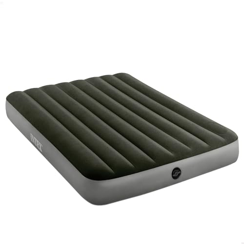 INTEX 64762 - Colchón hinchable 2 plazas con bomba de pie Fiber-Tech Downy, medidas 137 x 191 x 25 cm